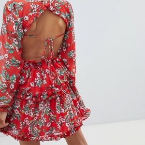 Missguided floral and ruffle open dress
